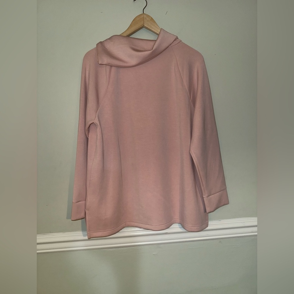 Chico’s Pink Cowl Neck Long Sleeve Pullover Size Large Soft - Picture 2 of 9
